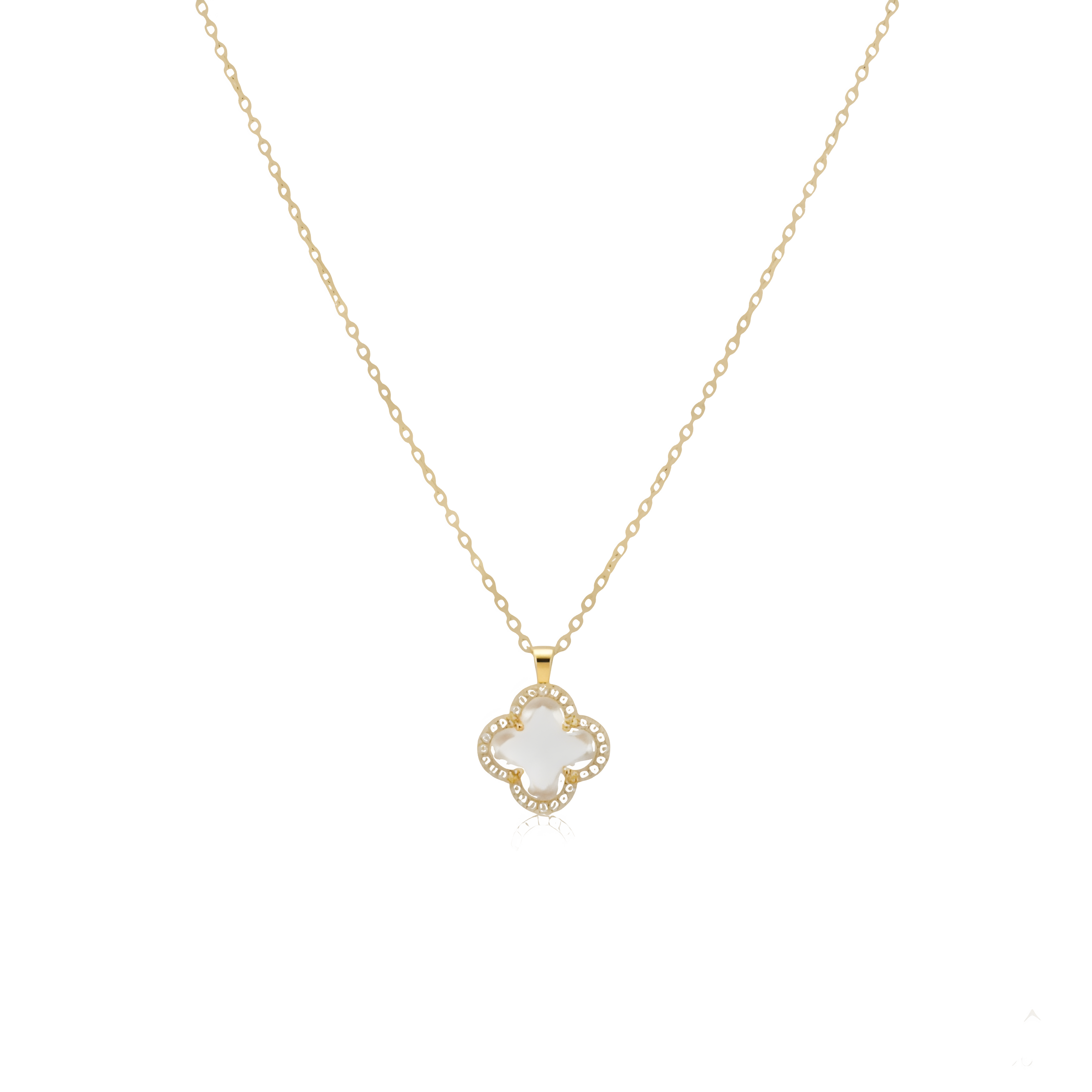 Lucent Charm Kette | Vergoldete Edelstahl Halskette mit Kleeblatt Anhänger